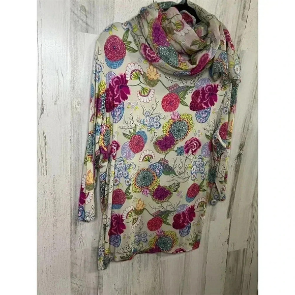 Leggiadro Women's Floral Blouse w/ Matching Scarf Size XL (14/16) Multicolor - Picture 2 of 6